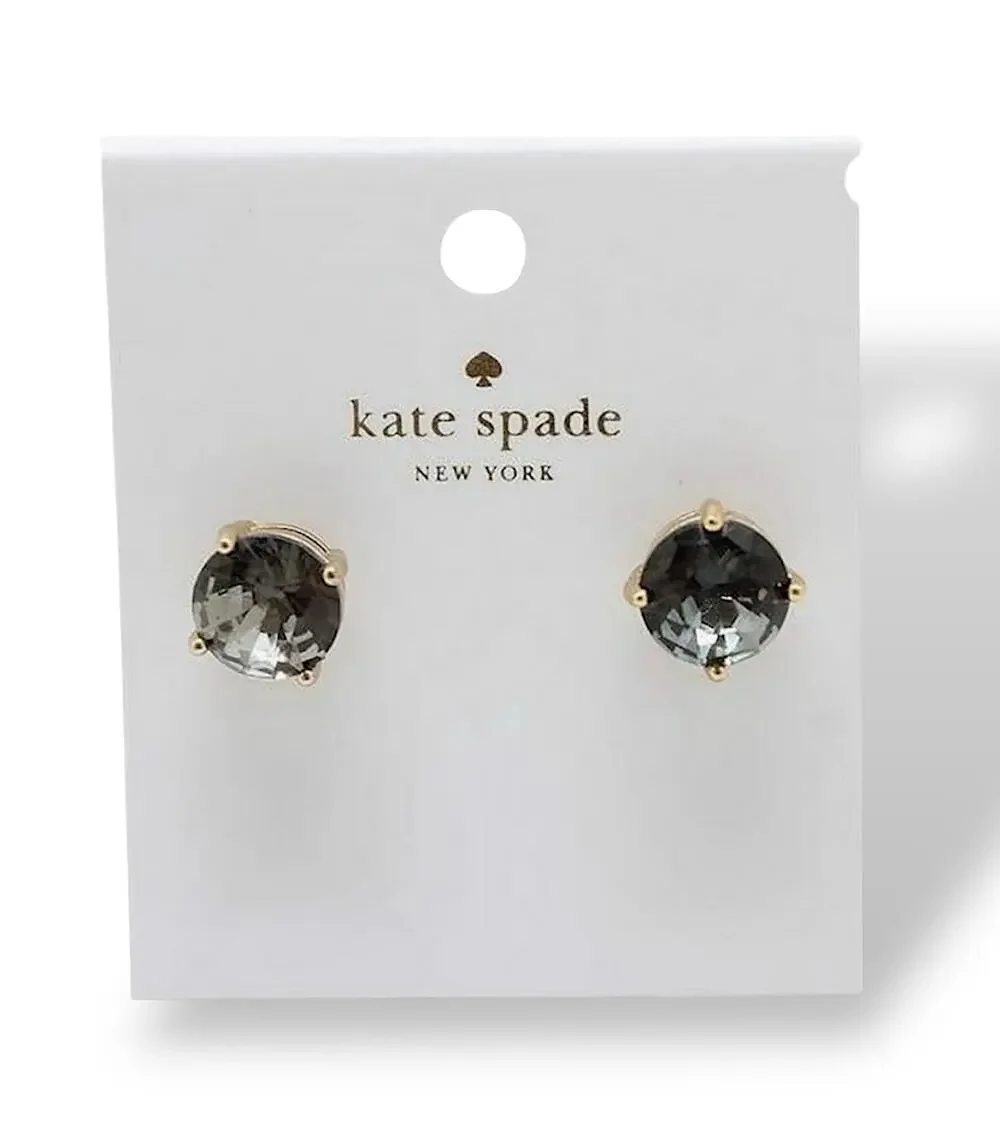 Kate Spade “Black Diamond” Crystal Gumdrop Stud Earrings Gold Tone NWT